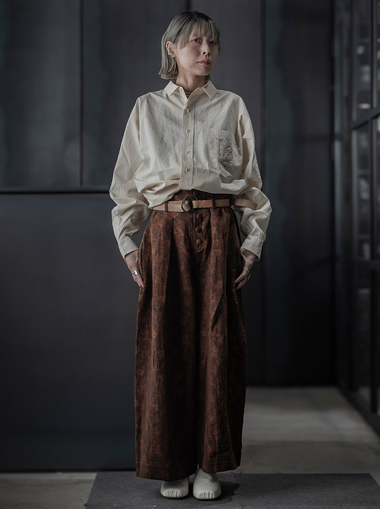 KINYAN LAM<br> WOMENS Natural Dye Jacquard Balloon Trousers / BROWN