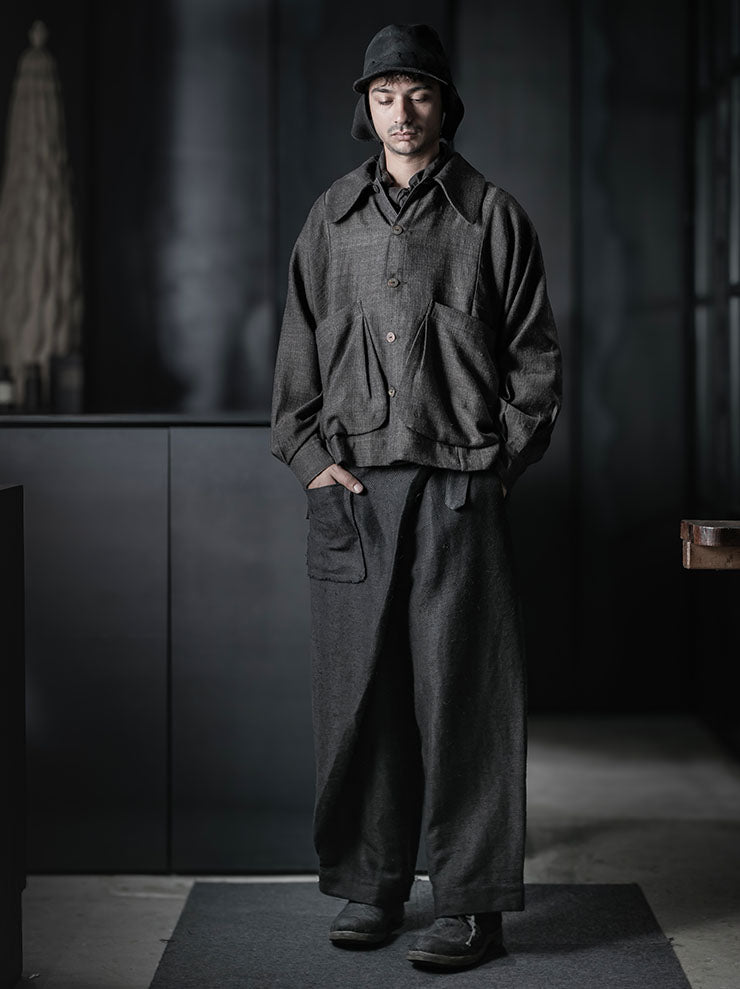 GATHERING<br>UNISEX FARMER JACKET / BLACK AND GREY