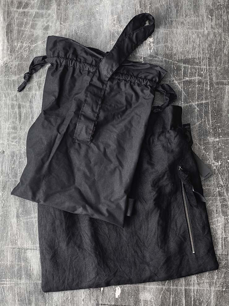 TUFORÉE<br> Leather handle linen tote bag / BLACK