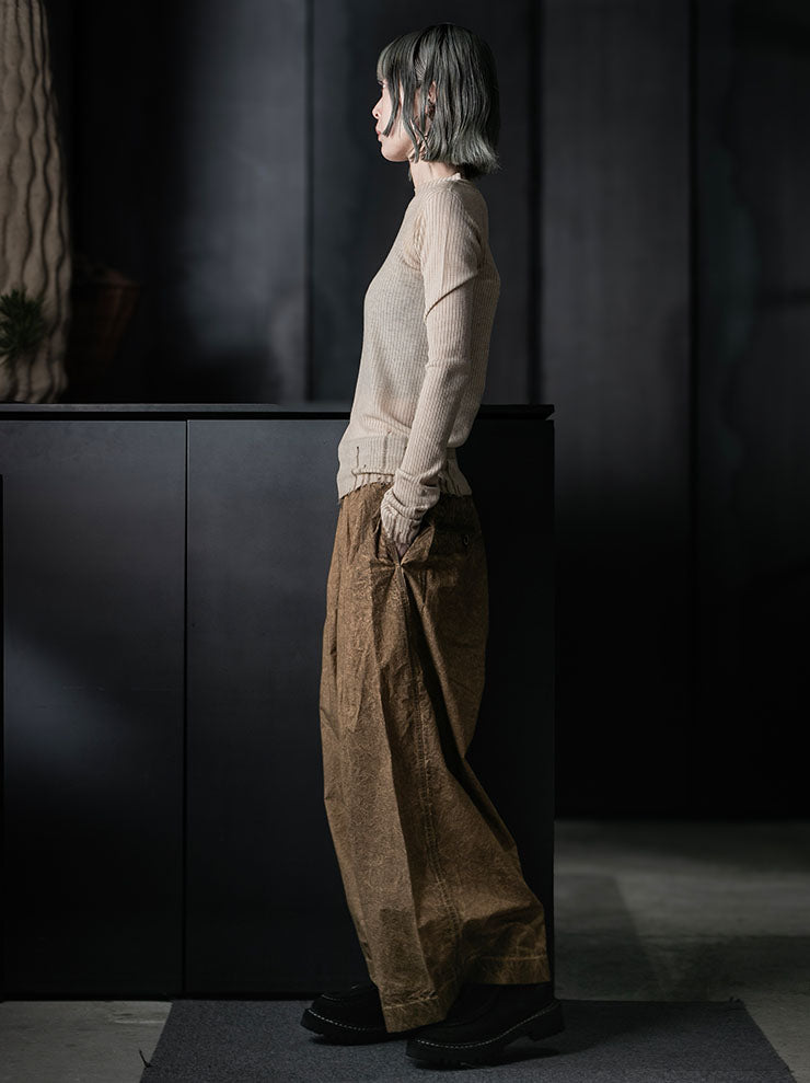 UMA WANG<br>WOMENS LONG SLEEVE TOP / TAN