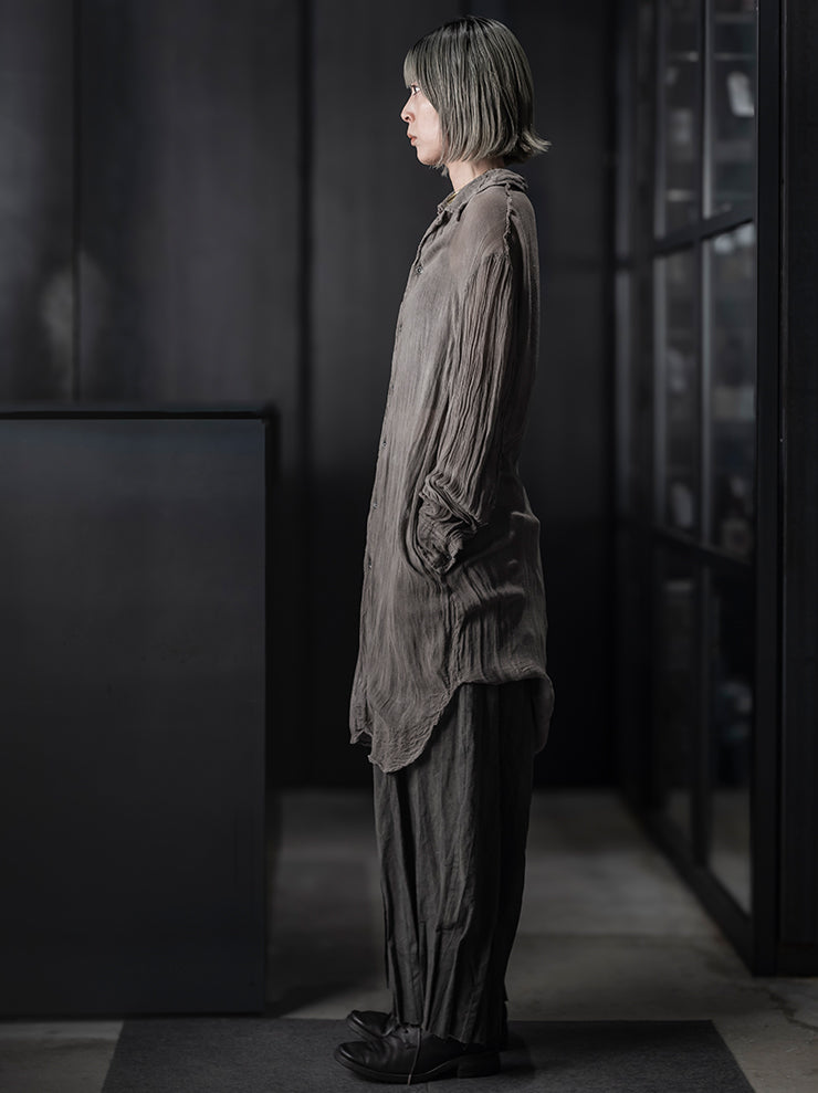 CHIAHUNG-SU<br> UNISEX HAND WOVEN MUD DYED BREATHABLE SHIRT / WEATHERED OAK