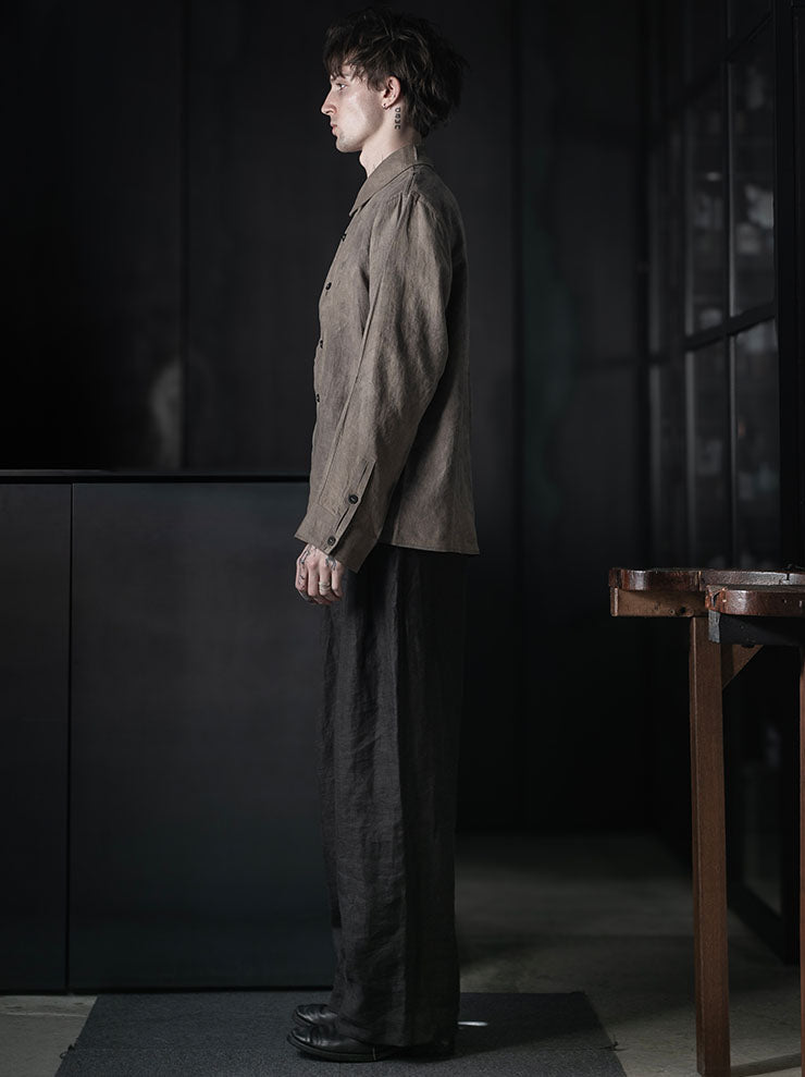 toward(s)<br>TOBI PANT IN LINEN WITH STERLING SILVER BUTTON / Brown & Black