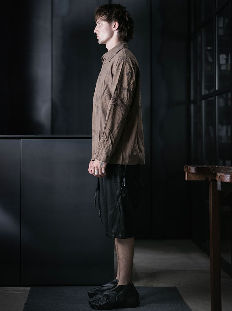 OUTBREAK LAB<br>MENS Overlay Shirt in Eri Silk / Naturally Dyed Beige