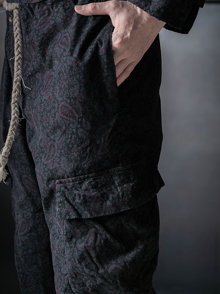 MONAD<br> Simmons Cargo Drawcord Pant / Black Overdye