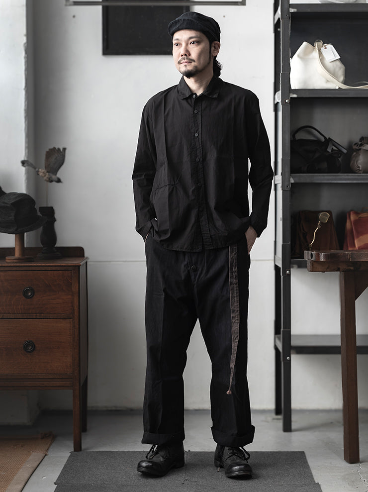ATELIER SUPPAN<br> MENS COTTON BLACK SHIRT