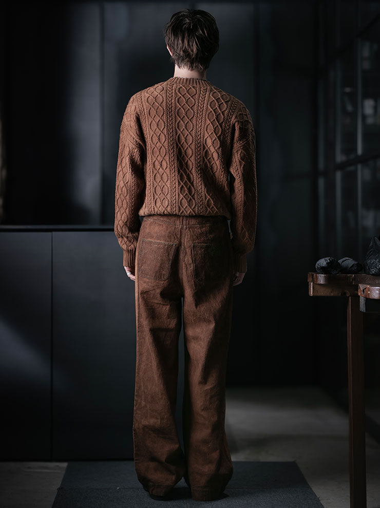 KINYAN LAM<br>UNISEX Natural Dye Slanted Collar Sweater / Brown