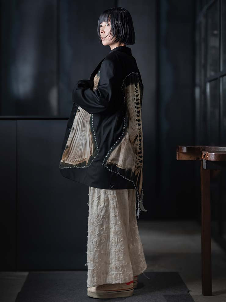 IA LONDON<br> WOMENS OVERSIZED HAND-STITCHED BLAZER / CORSET PRINT