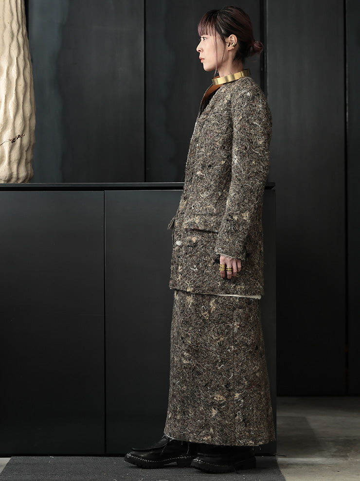 UMA WANG<br> WOMENS blended thread jacket / GRAY BROWN