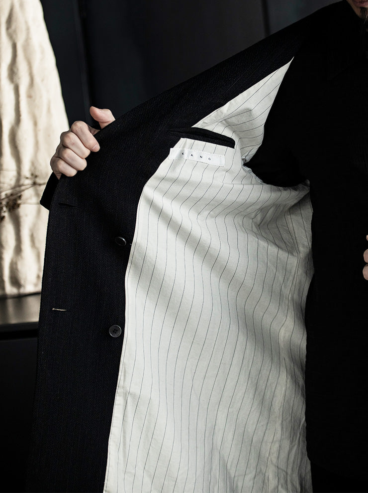 K'ANG<br> UNISEX OVERSIZE DETACHEBLE-REVERS COAT / OFF BLACK