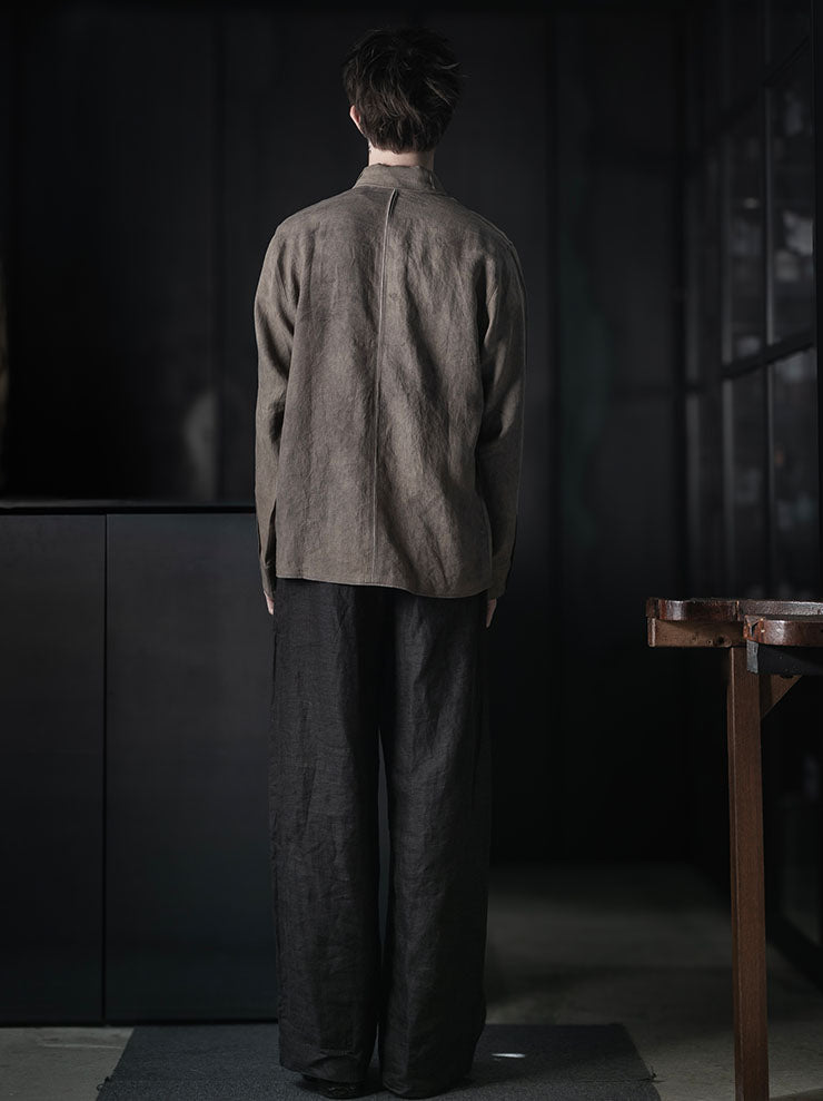 toward(s)<br>TOBI PANT IN LINEN WITH STERLING SILVER BUTTON / Brown & Black