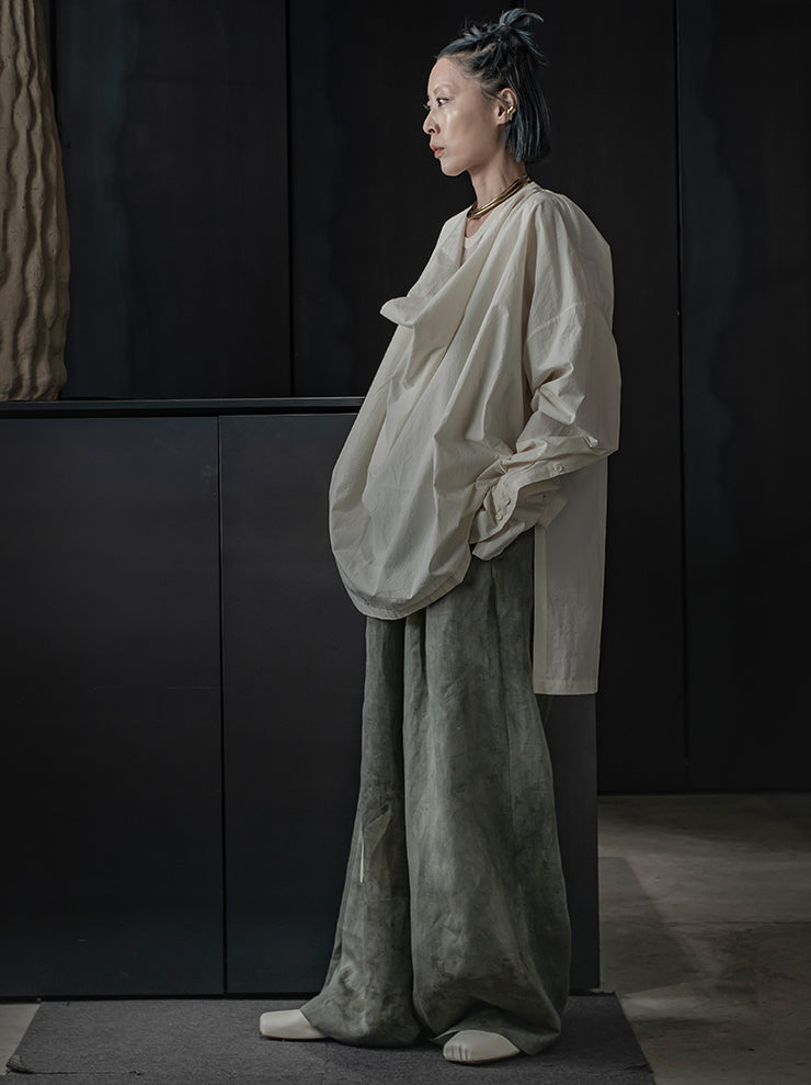 UMA WANG<br> WOMENS PULLOVER SHIRT / OFF WHITE