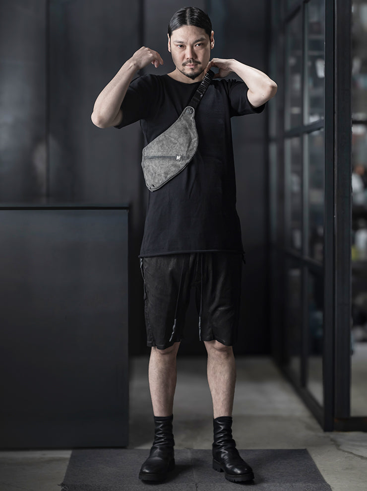 ISAAC SELLAM EXPERIENCE<br> MENS LEATHER SHORTS / NOIR