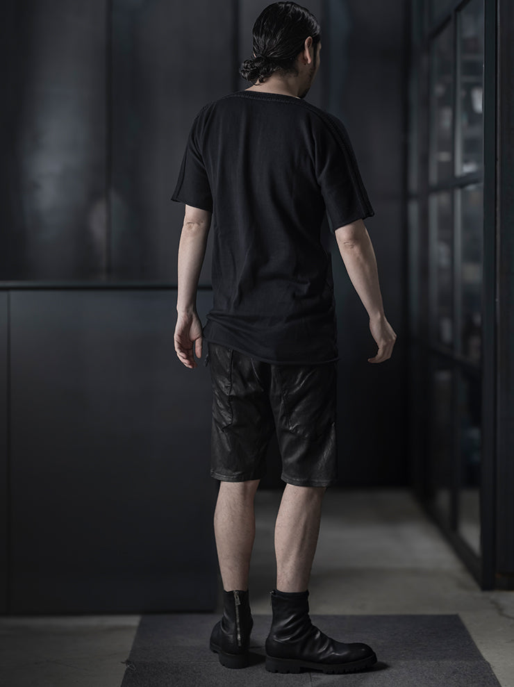 ISAAC SELLAM EXPERIENCE<br>MENS コットンニットTシャツ / NOIR
