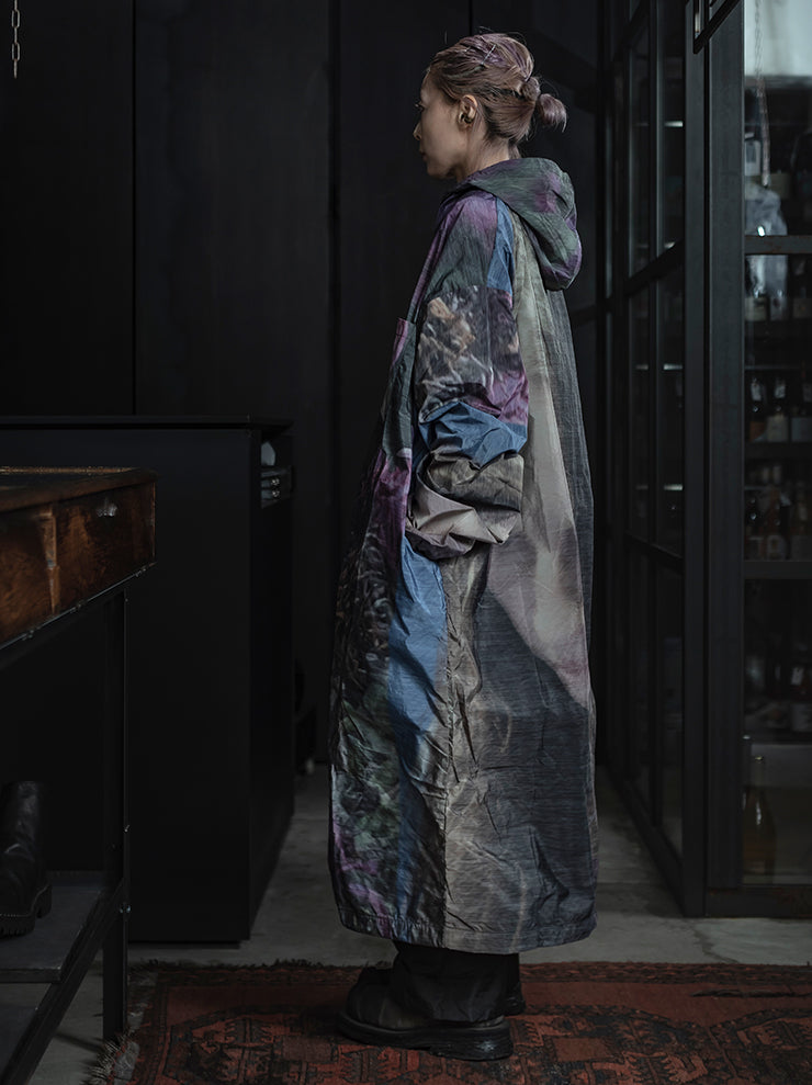 BARBARA BOLOGNA<br> WOMENS PRINT HOODIE ZIP LONGR RAIN COAT