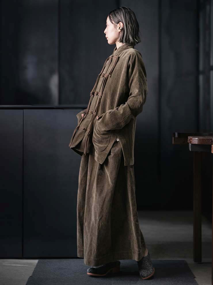 UMA WANG<br>WOMENS VELVET JACKET / MUSTARD