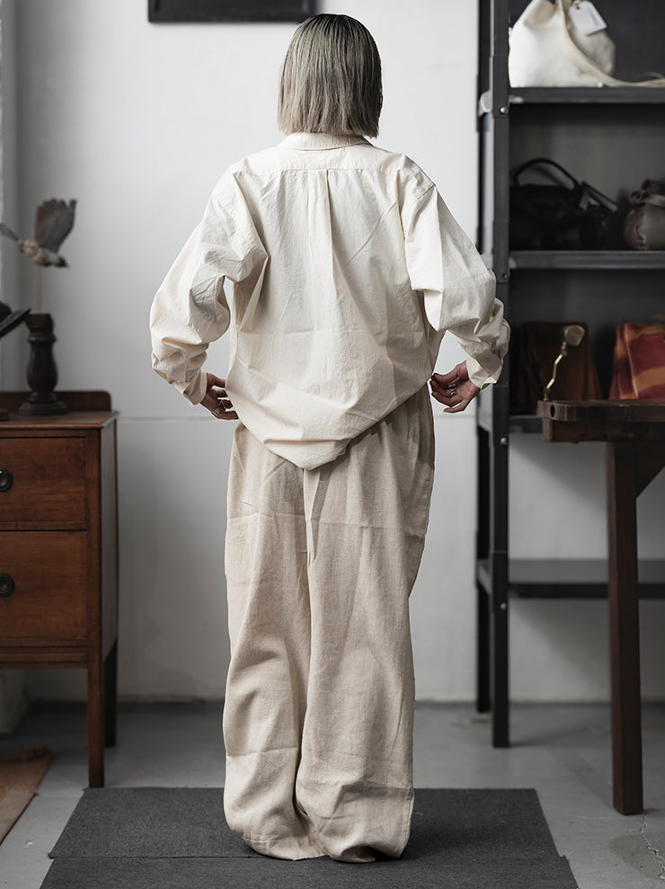 KINYAN LAM<br> UNISEX HAND EMBROIDERED LONG SLEEVE SHIRT / WHITE AND RED