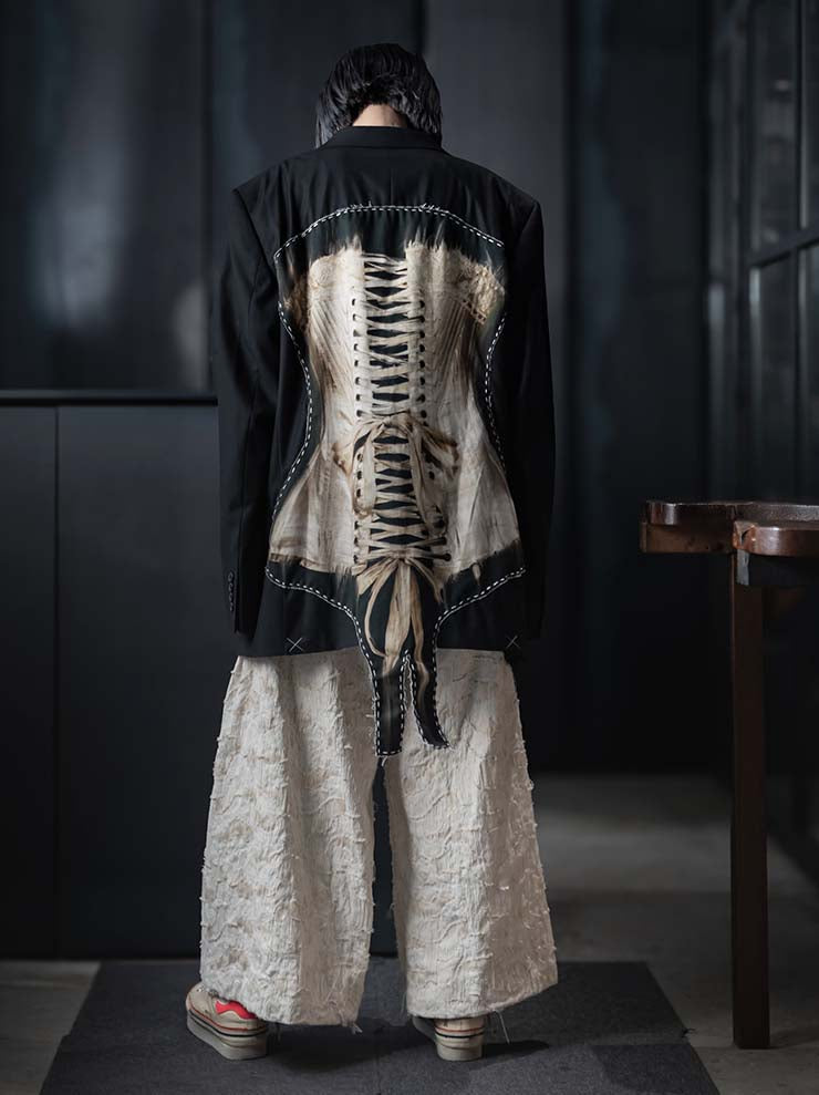 IA LONDON<br> WOMENS OVERSIZED HAND-STITCHED BLAZER / CORSET PRINT