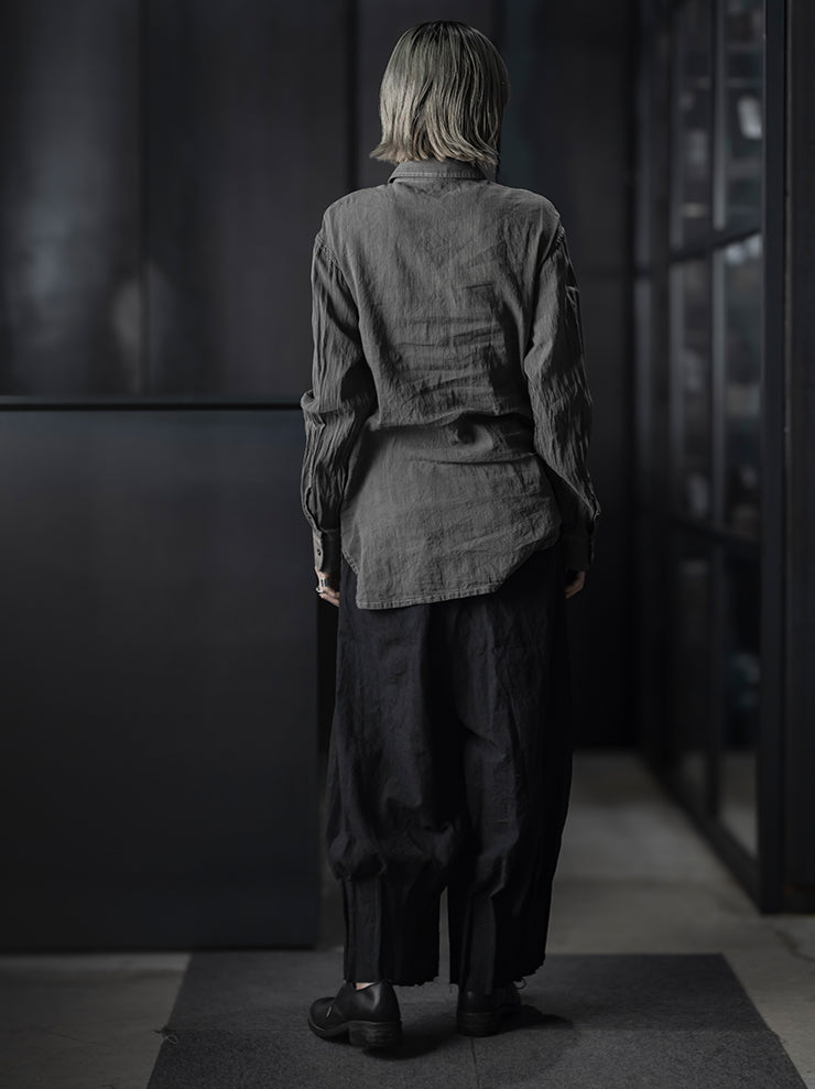 CHIAHUNG-SU<br>UNISEX HAND WOVEN ELONGATE STRIPE SHIRT / STONE GREY STRIPE