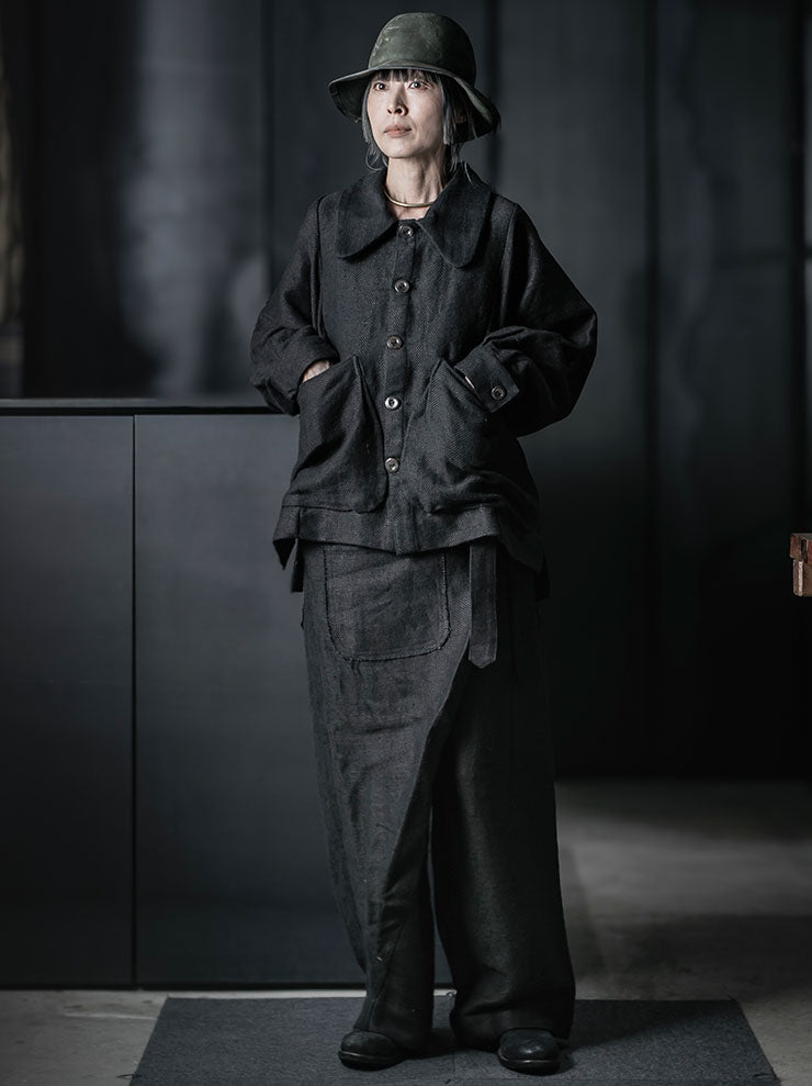 GATHERING<br>UNISEX FARMER JACKET / INDIGO BLACK