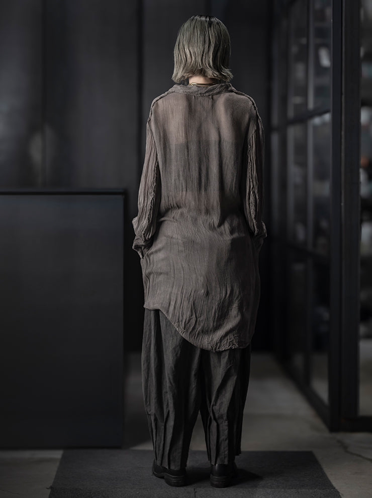 CHIAHUNG-SU<br> UNISEX HAND WOVEN MUD DYED BREATHABLE SHIRT / WEATHERED OAK