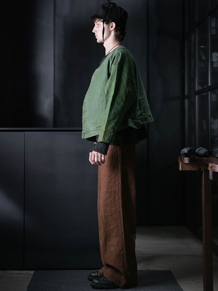 KINYAN LAM<br>UNISEX Natural Dye Hand Embroidery Straight Fit Jeans / Brown