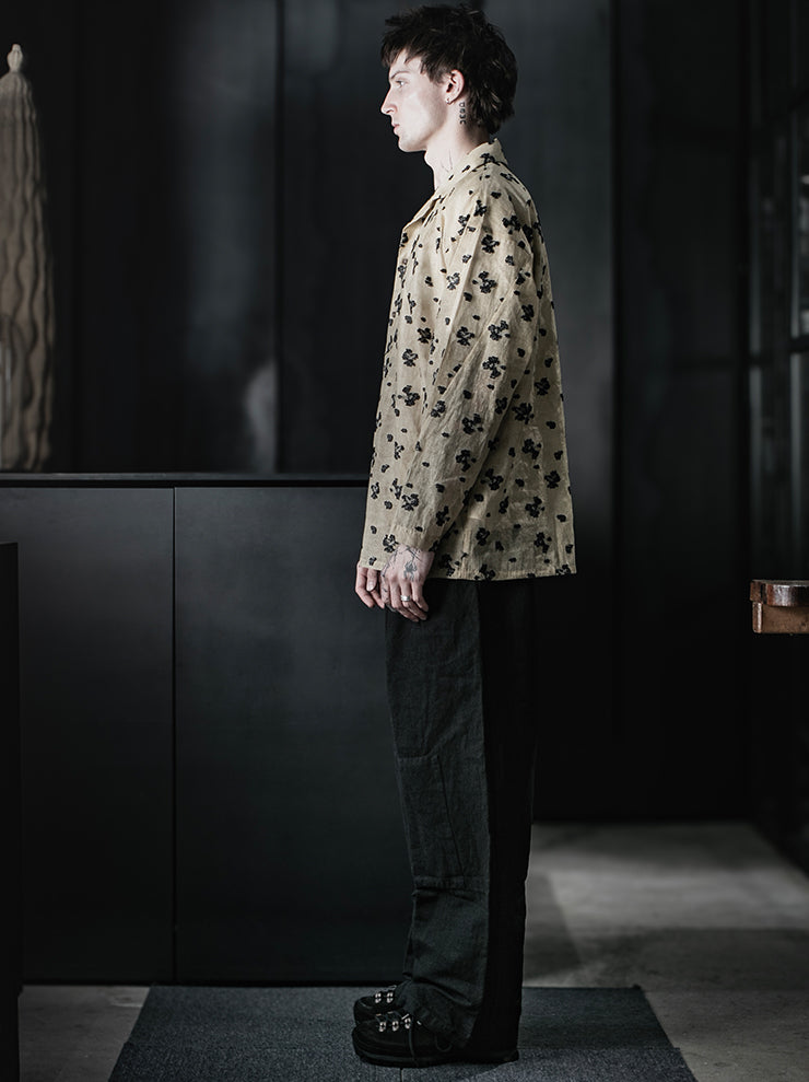 CHIAHUNG SU<br>RELAXED-FIT HAND WOVEN & DYED FLORAL PATCHED SHIRT / FLORAL