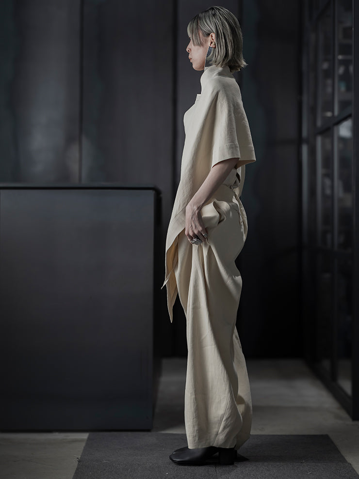 UMA WANG<br> WOMENS ASYMMETRIC JACKET / OFF WHITE