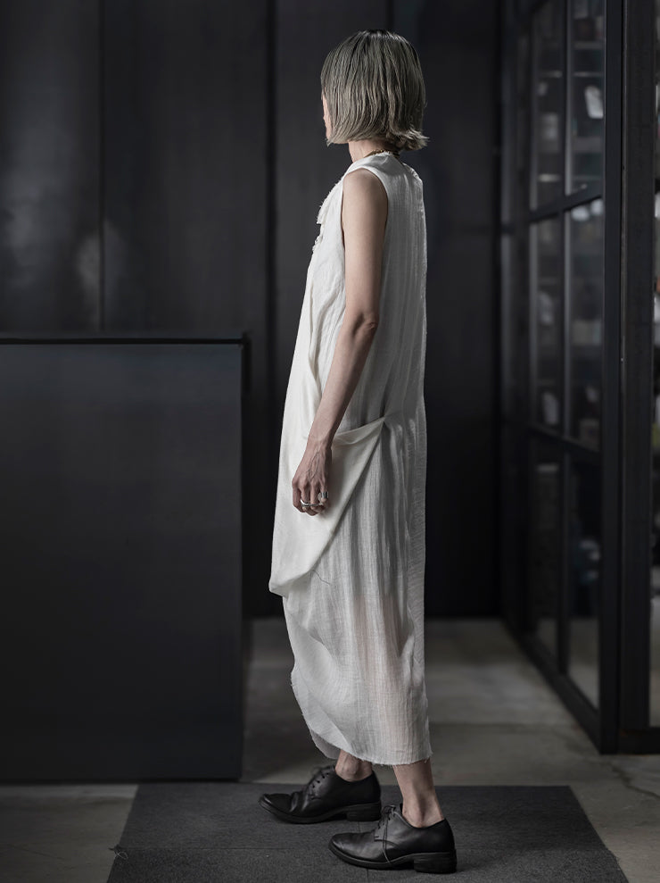 CHIAHUNG-SU<br> WOMENS HAND WOVEN STRAPPING DRESS / WHITE