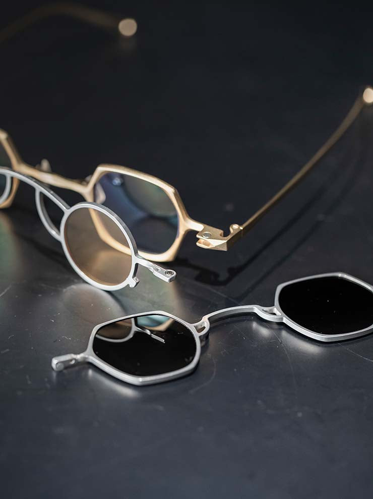 RIGARDS<br> TITANIUM & ALUMINUM frame sunglasses / GOLD FRAME x SILVER CLIP / RG1921TI