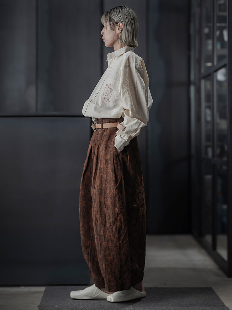 KINYAN LAM<br> WOMENS Natural Dye Jacquard Balloon Trousers / BROWN