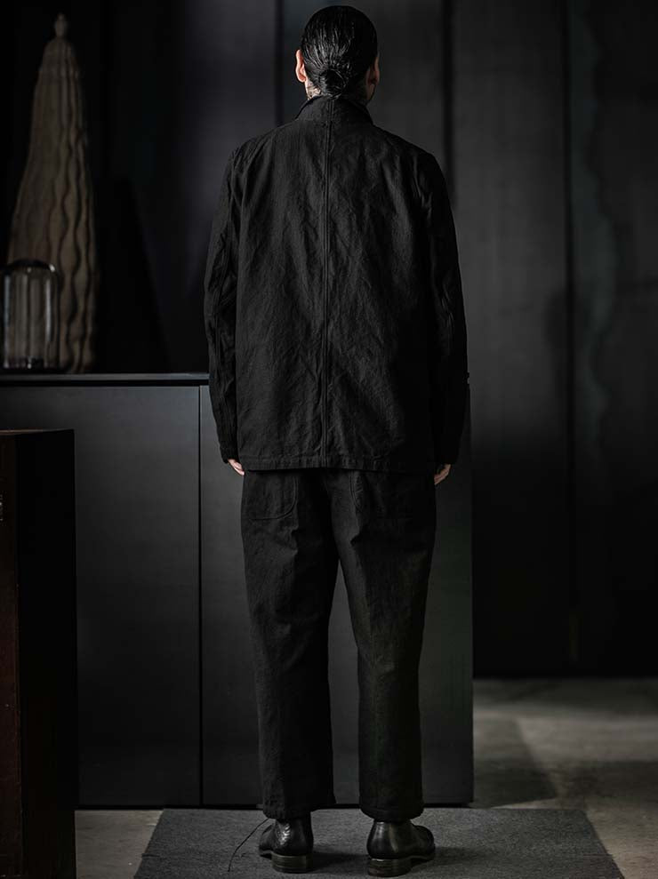 P.R.PATTERSON<br>UNLINED BASTING LINEN WORK JACKET / BLACK