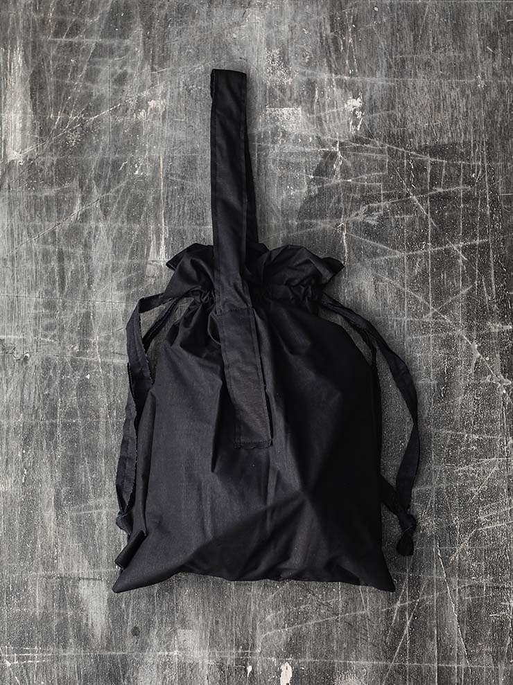 TUFORÉE<br> Leather handle linen tote bag / BLACK