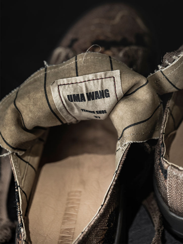 UMA WANG<br> WOMENS printed low-cut sneakers / ROSE × BLACK