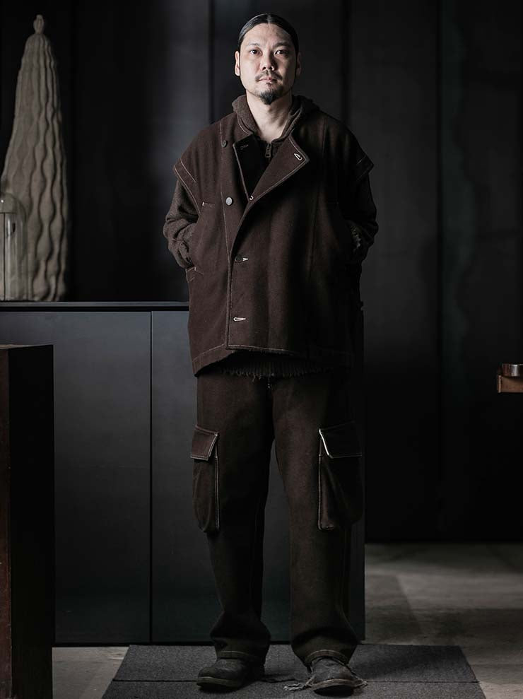 UMA WANG<br>MENS PAXTON PANTS / BROWN