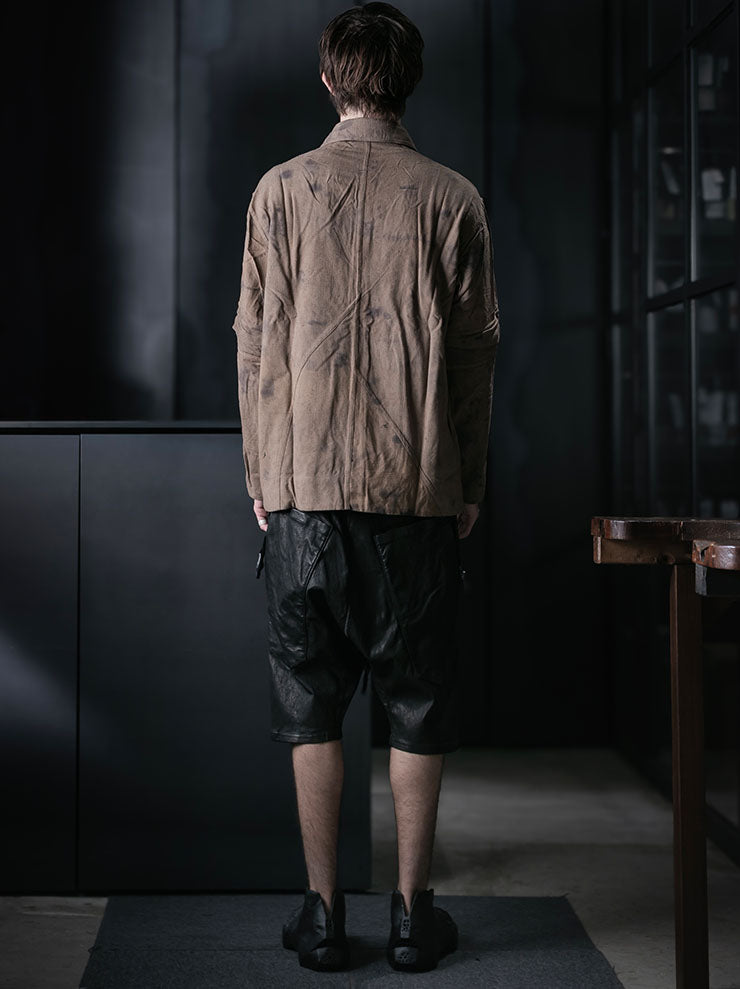 OUTBREAK LAB<br>MENS Overlay Shirt in Eri Silk / Naturally Dyed Beige