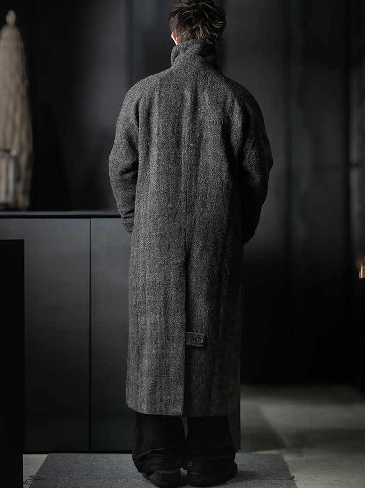 toward(s)<br>MERINO & YAK WOOL BLEND HIGH NECK OVERCOAT / DARK GREY