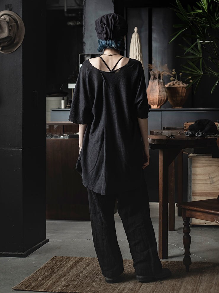 ATELIER SUPPAN<br> WOMENS BLACK HEMP T-SHIRT