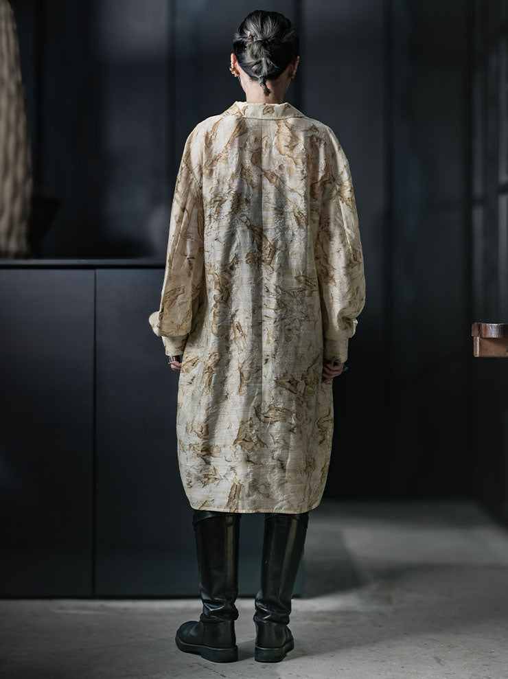 CHIAHUNG SU<br>WOMENS DYED VINTAGE FABRICS ELONGATED SHIRT