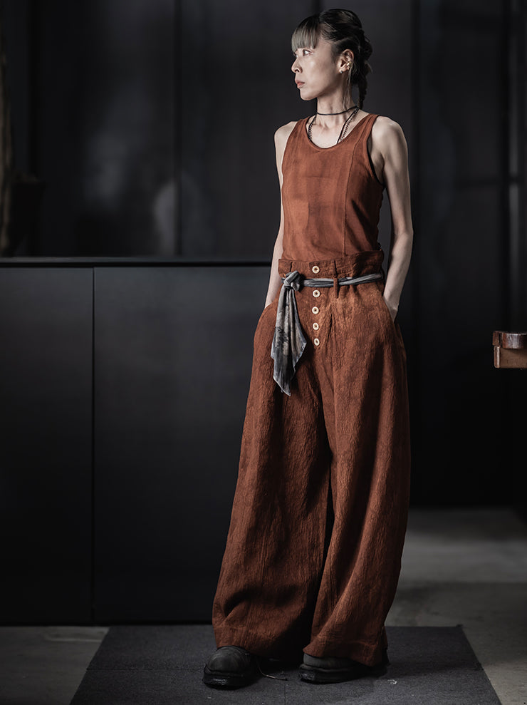 KINYAN LAM<br>WOMENS Natural Dye Jacquard Balloon Cut Trousers / Brown