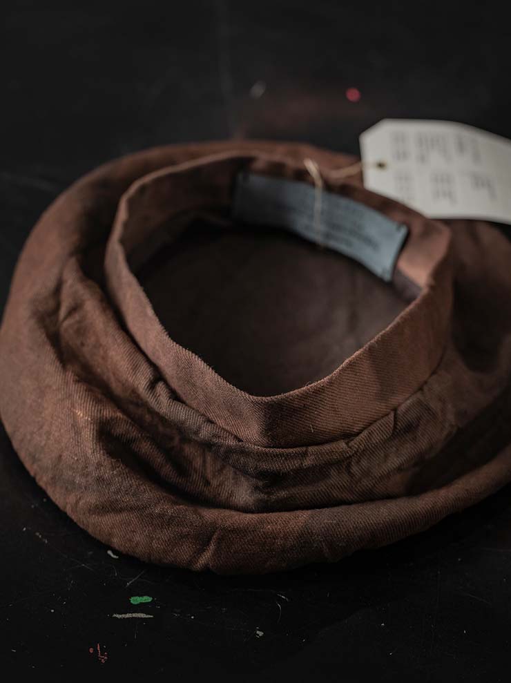 HORISAKI<br> ONE OF A KIND COLLECTION Cotton Linen Beret OOAK24 NO. 11 / BROWN