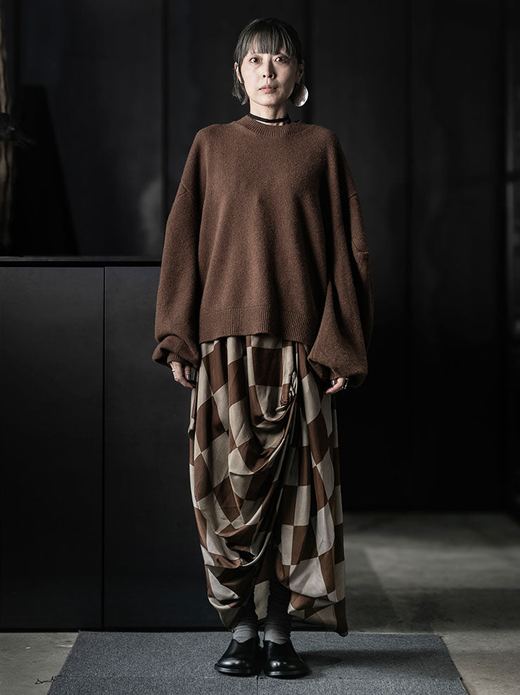UMA WANG<br>WOMENS GROP SKIRT / MUSTARD/TAN