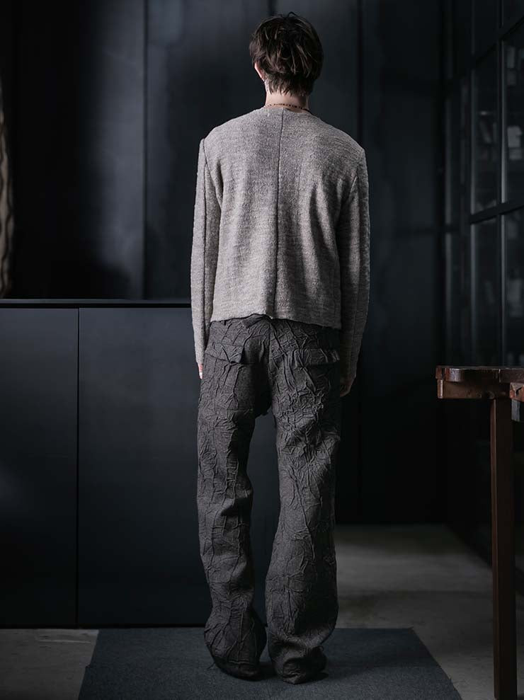 K'ANG<br>UNISEX ROUND NECK MID FIT CARDIGAN / GREYISH BROWN