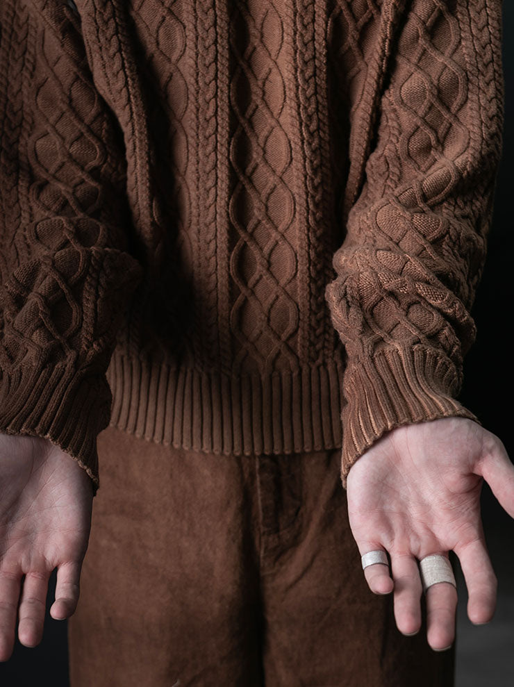 KINYAN LAM<br>UNISEX Natural Dye Slanted Collar Sweater / Brown