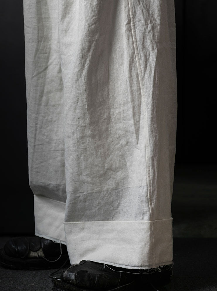 MONAD<br> Lewis Relaxed wide leg Drawcord Pant / Natural/Undyed