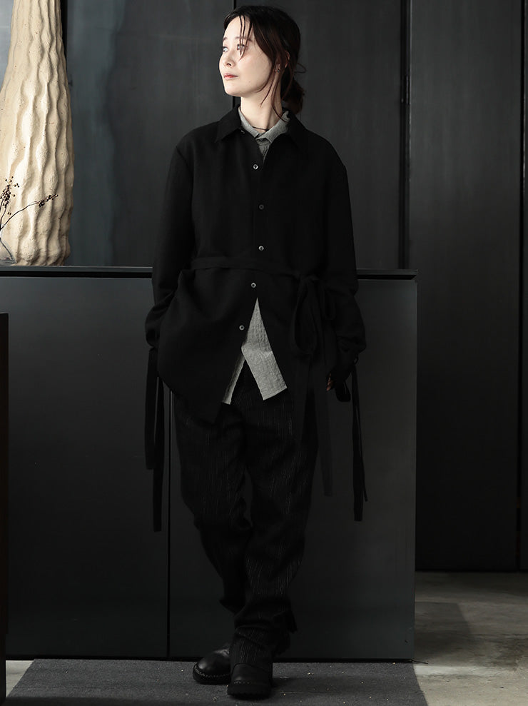 K'ANG<br>UNISEX LINED LEISURE TIE SHIRT / BLACK