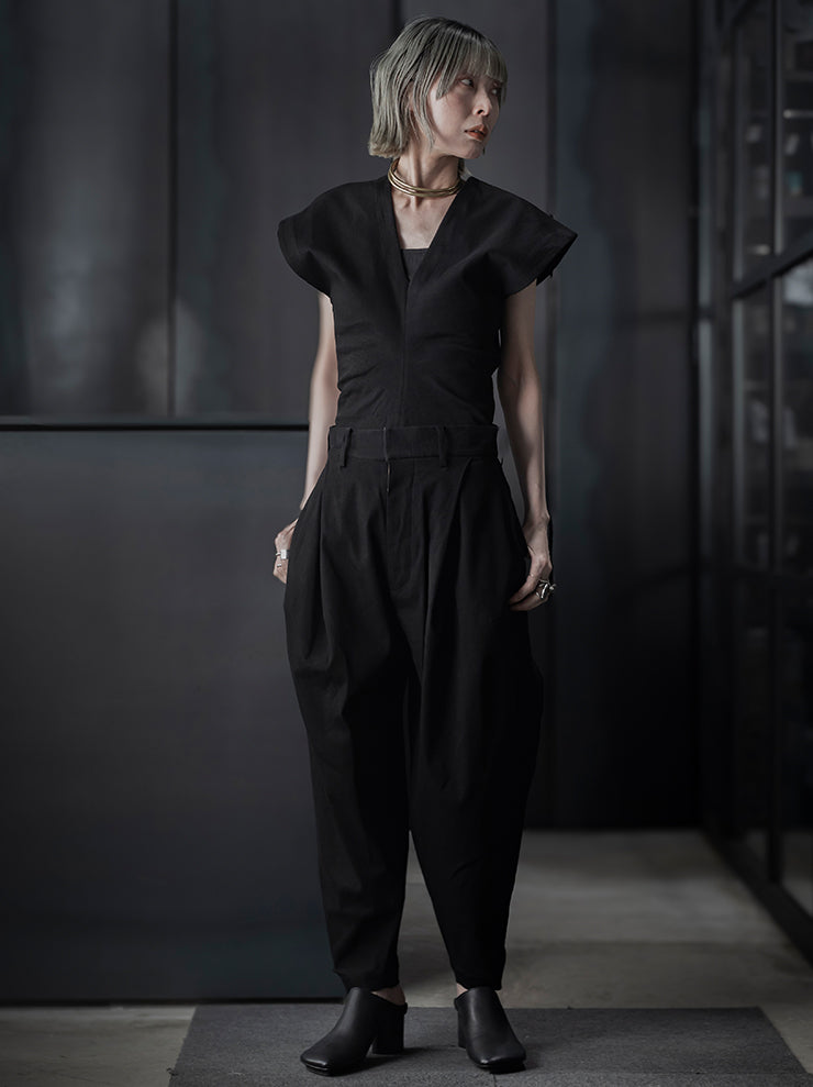 UMA WANG<br> WOMENS BACK OPEN TROUSER / BLACK