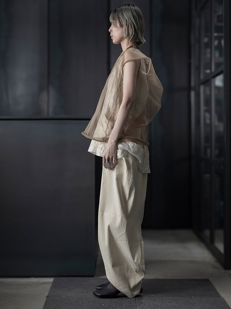 UMA WANG <br>WOMENS チュールスリーブレストップス / MUSTARD