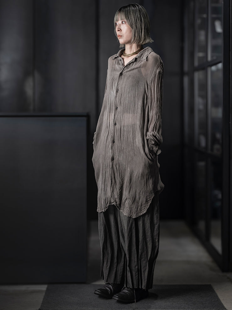 CHIAHUNG-SU<br>UNISEX HAND DYED PLEATED WIDE TROUSER / UNEVEN GREY