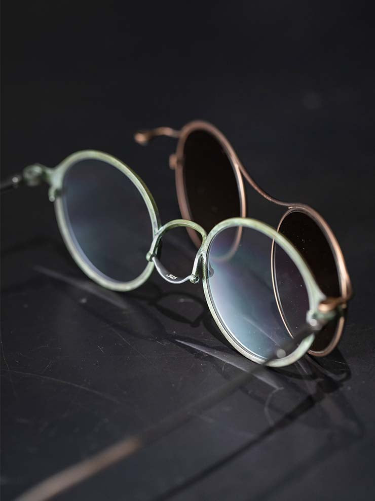 RIGARDS × THE VIRIDI-ANNE<br> TITANIUM & STAINLESS STEEL FRAME SUNGLASSES / JADE FRAME x BRONZE CLIP / RG2000TVA