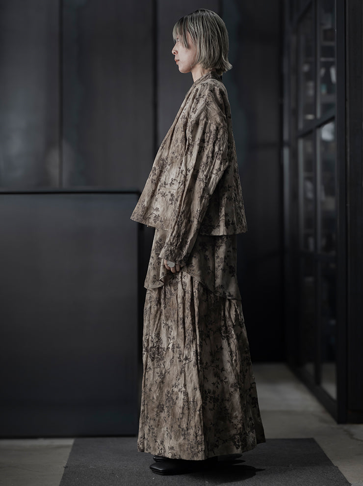 UMA WANG <br>WOMENS フラワープリントジャケット / DIRTY WHITE × GREY